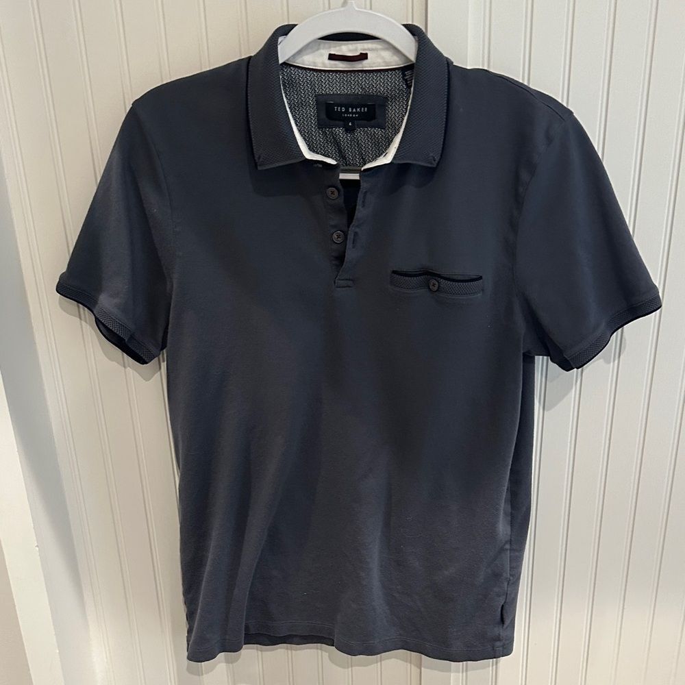 Ted Baker Men's Dark Gray Charcoal Polo Shirt - Medium Size 4